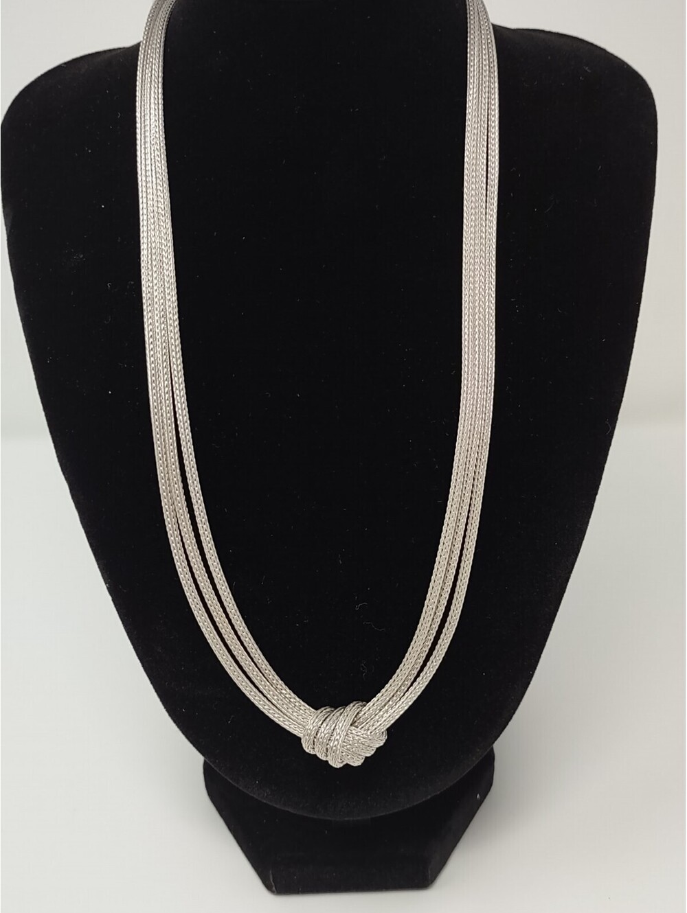 Vintage Italian 925 Silver Multi Strand Mesh Knot Necklace